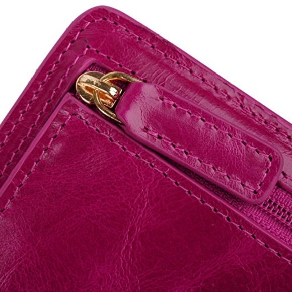 SMALL PURPLE LEATHER CARD AND CASH BIFOLD WALLET - Picture 3 of 5